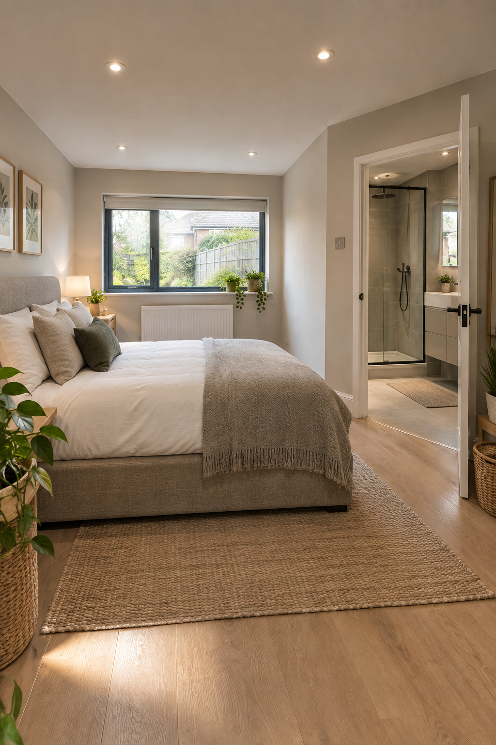Garage converted into a guest bedroom