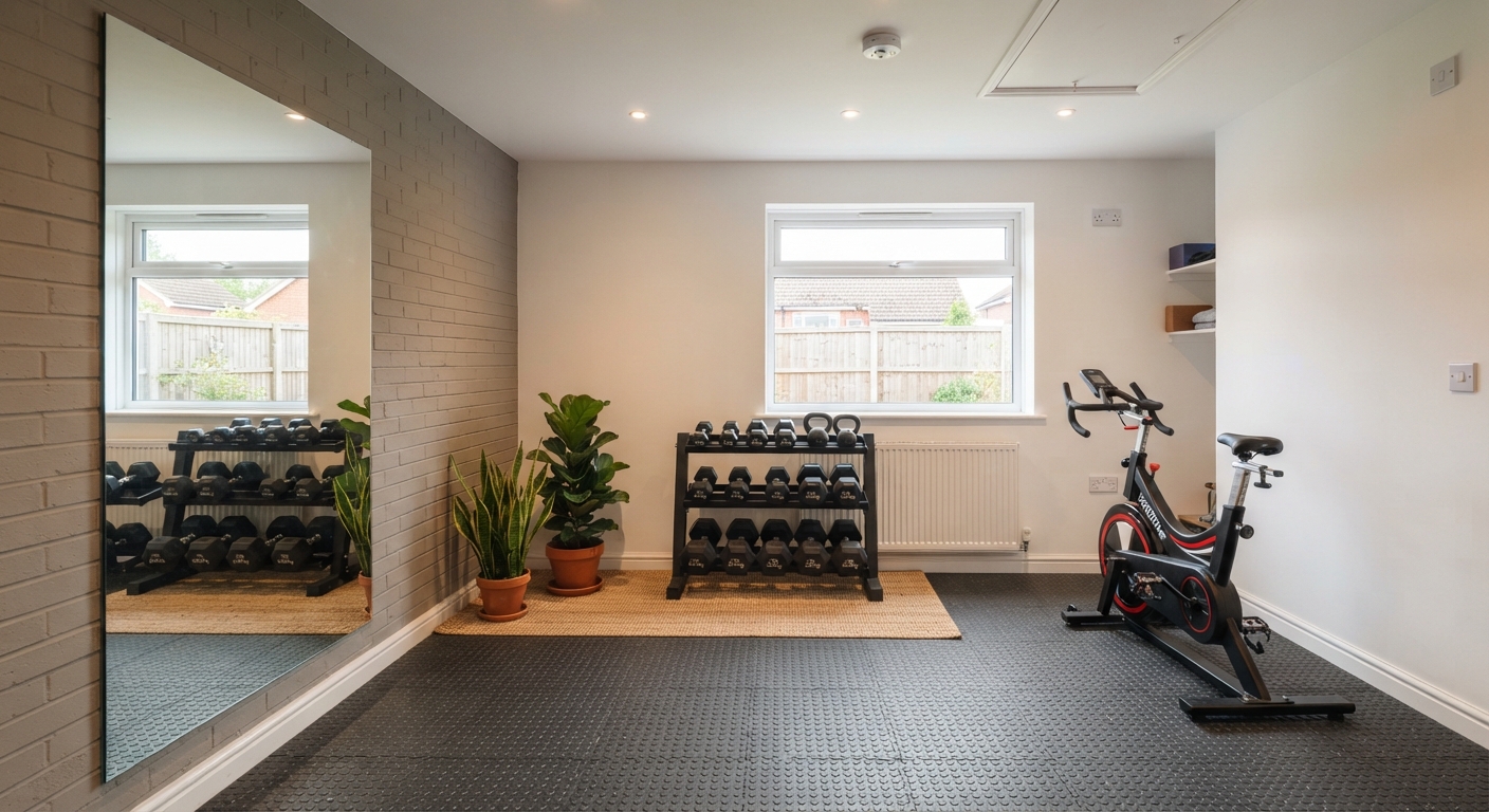 Garage converted into a home gym