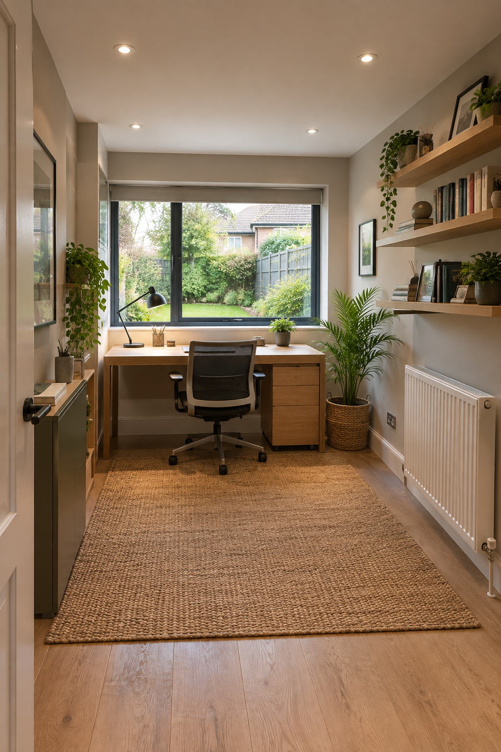 Garage converted into a bright home office