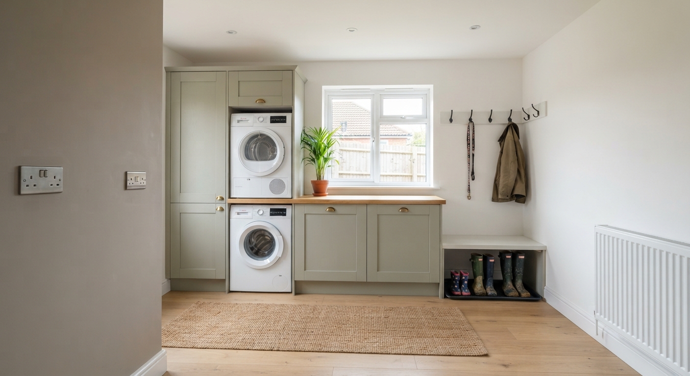 Garage converted into a utility and boot room